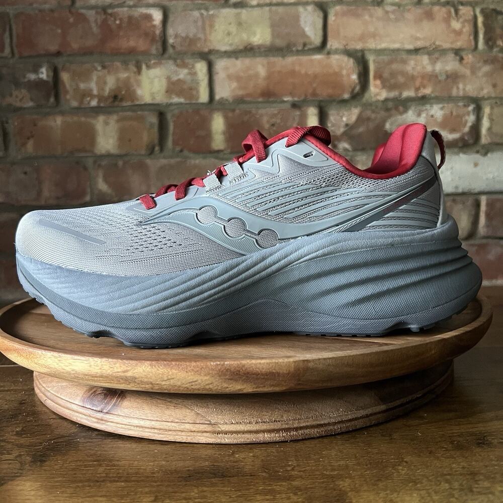 Saucony Hurricane 24 Max Cushion Stability Men's 7.5 Gray Crimson Running Shoes